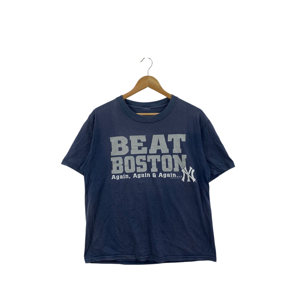 Vintage MLB NEW YORK YANKEES Beat Boston Thrashed Tee Shirt Top 2005 Season All Star