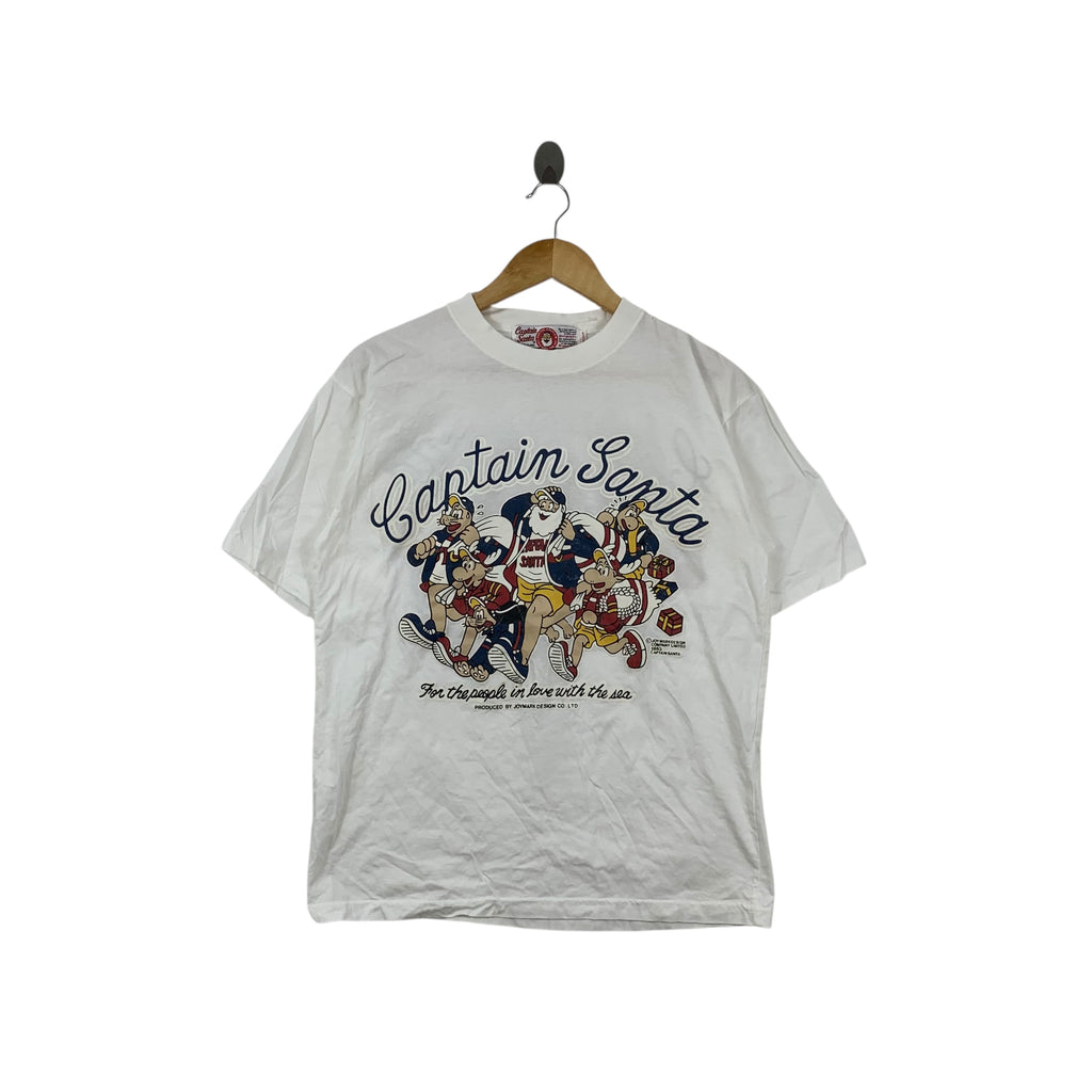 Vintage CAPTAIN SANTA CARTOON People Of Sea Tee Shirt Top Comic Strip