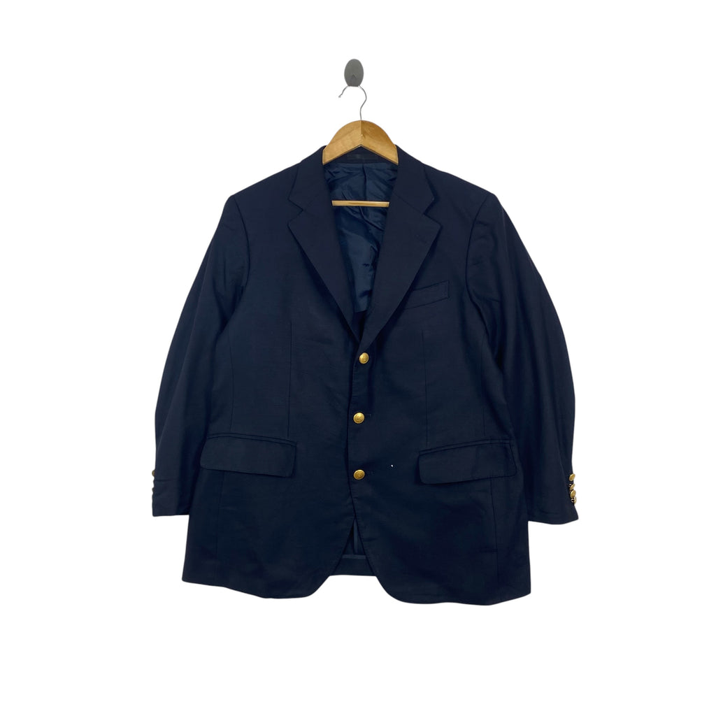 Vintage BURBERRY LONDON Blazer Jacket Classic Tailored Fit Tone Buttons  Equestrian Knight Logo