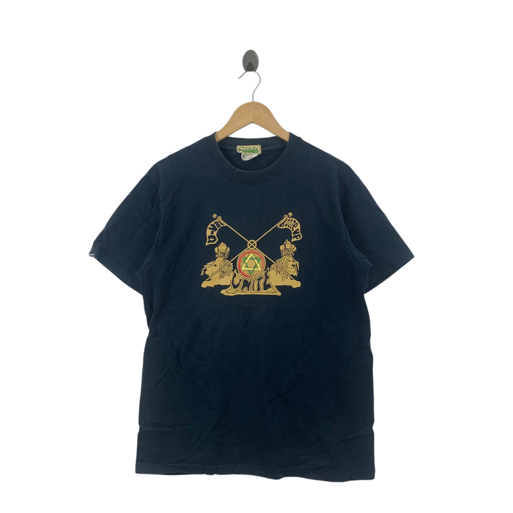 Vintage RASTA OVAL BOOZE UP Natural Rinnim Tee Shirt Top Lion Reggae Peace One Love