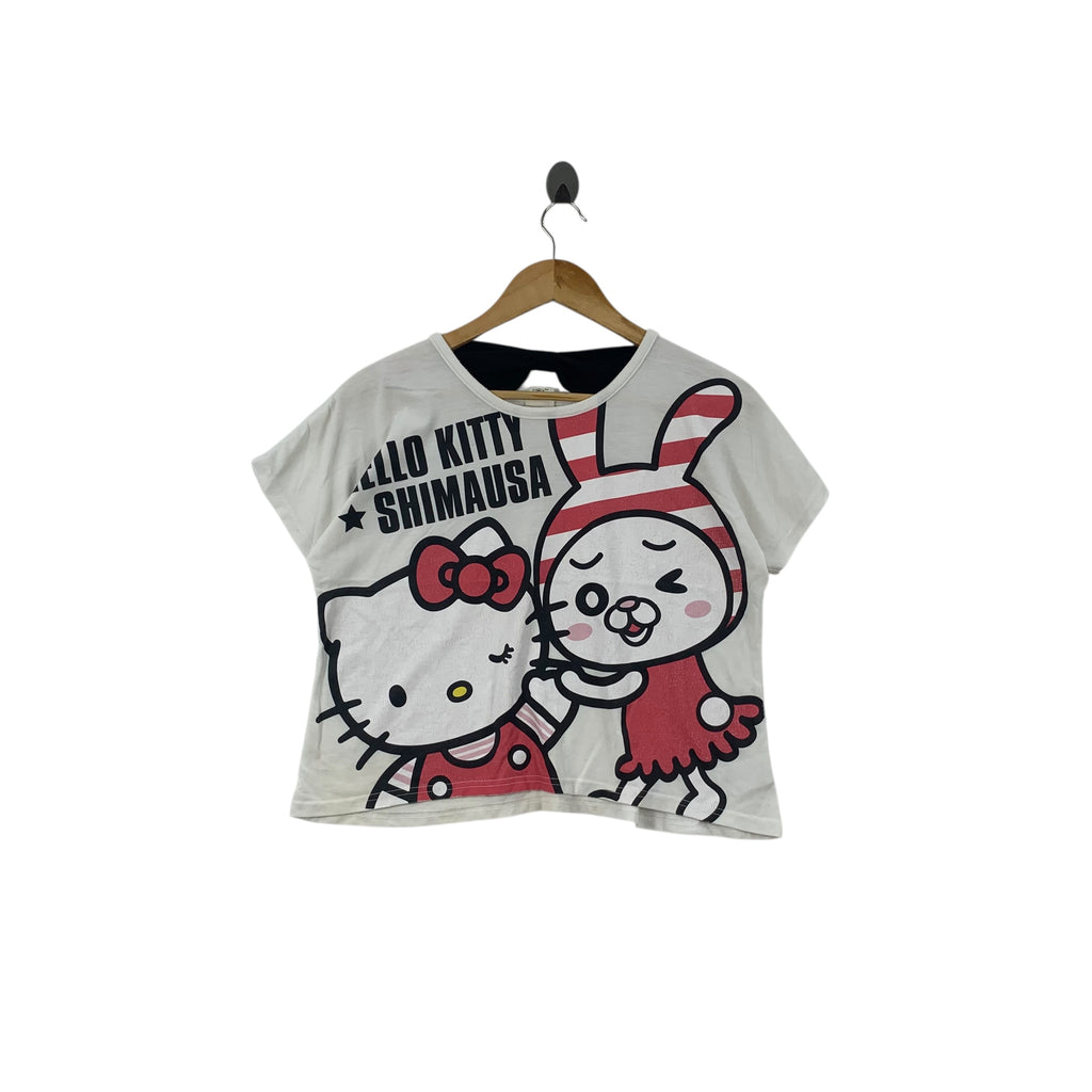 HELLO KITTY x SHIMAUSA Line Character Cartoon Tee Shirt Top Sanrio Japan