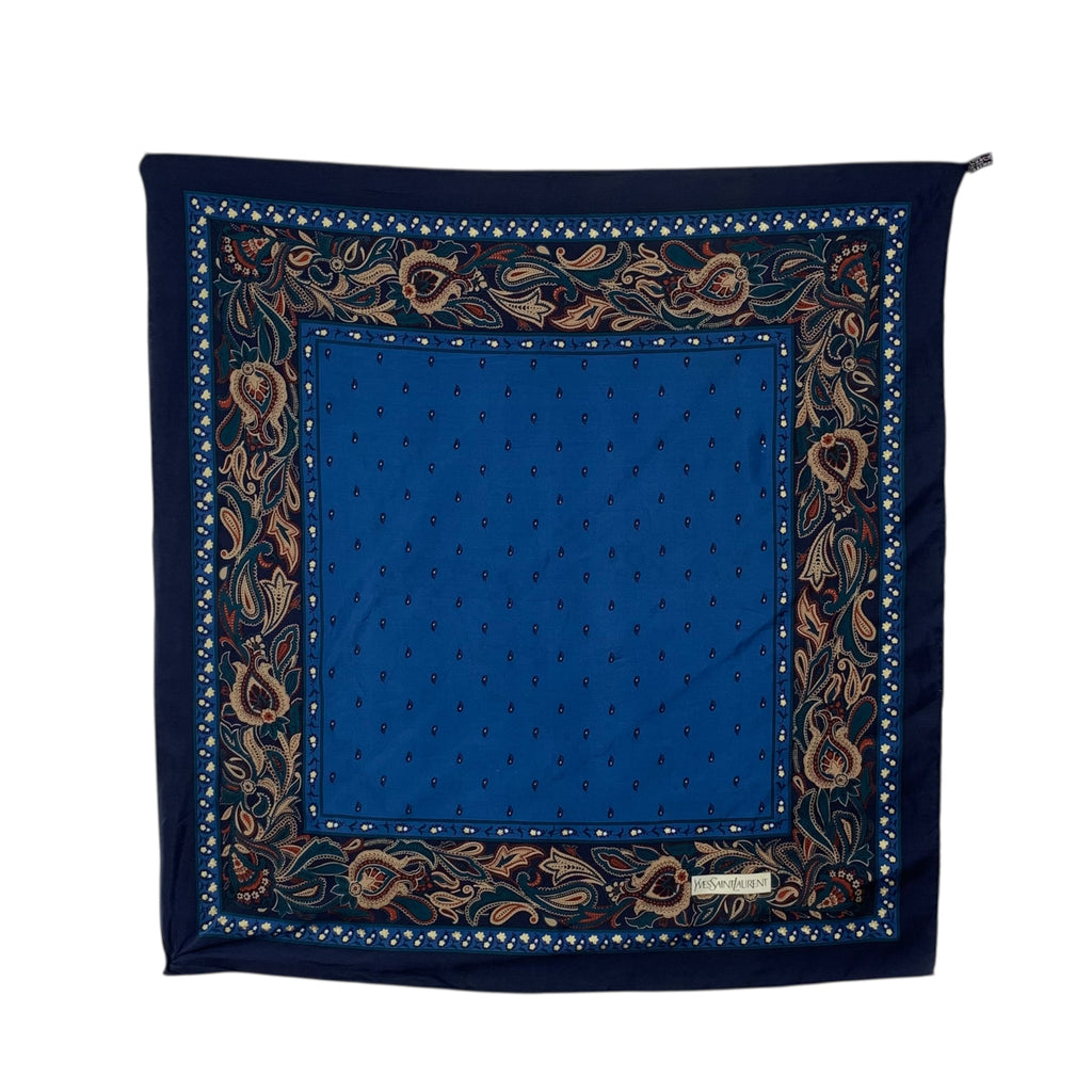 Vintage YVES SAINT LAURENT PARIS YSL Bandana Silk Scarf Hand Rolled Shawl Neckerchief Abstract Radiating Paisley