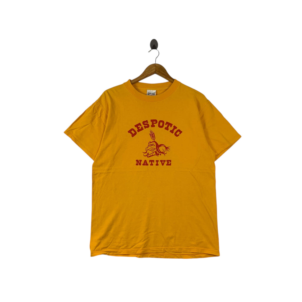 Vintage DESPOTIC NATIVE CARTOON Comic Strip Tee Shirt Top Tultex Tax