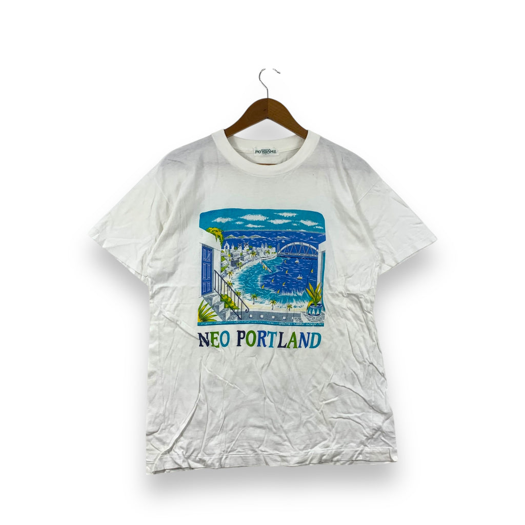 Vintage 90’ NEO PORTLAND Painting Illustration Art Tee Shirt Top Coastal City