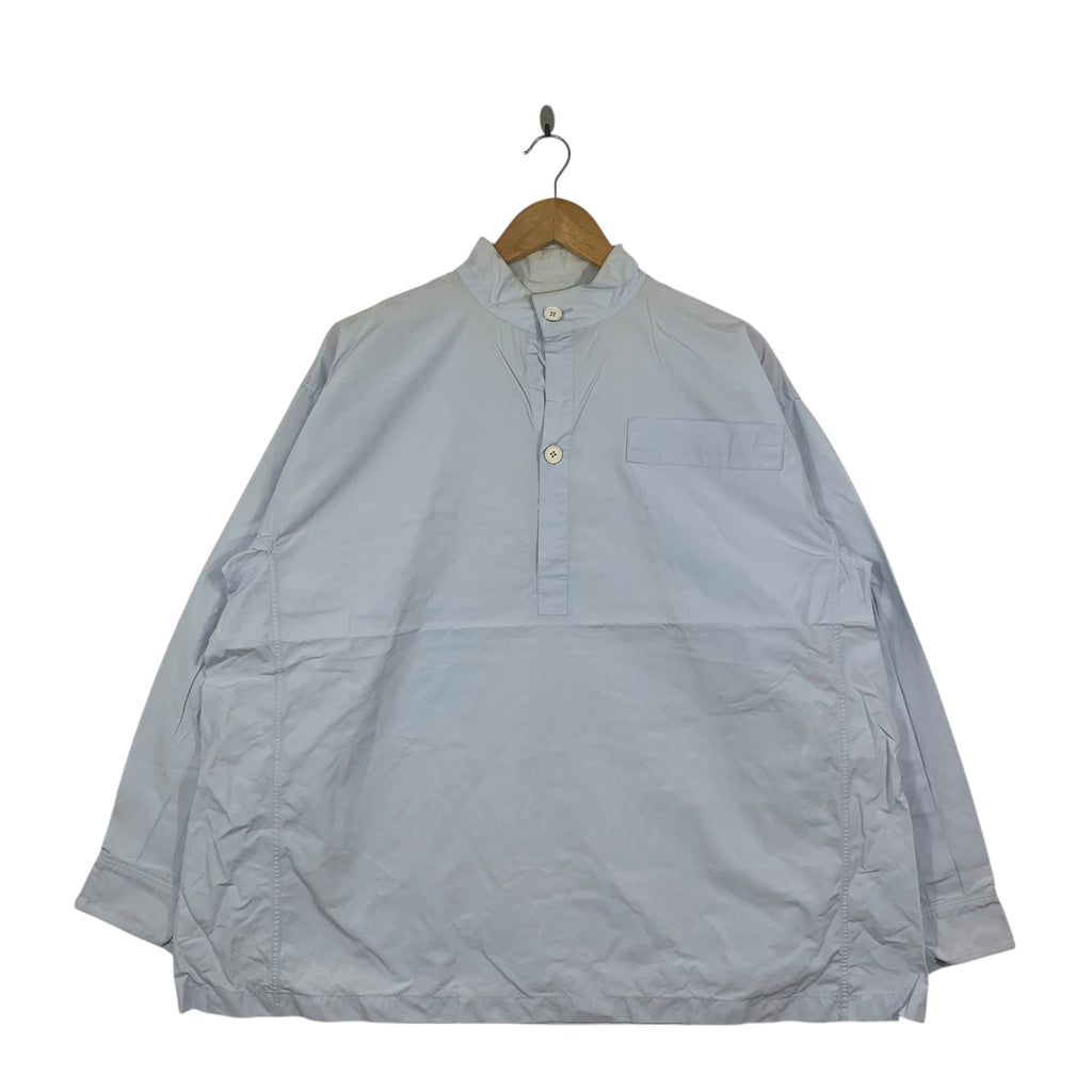 JIL SANDER Stand Collar Japan Minimalist Light Blue Popover Shirt