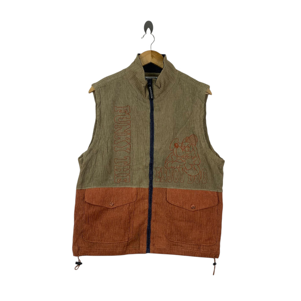 Vintage MAGIXSON CITY CLUB Funky Time Cartoon Vest Jacket Windbreaker Outdoor