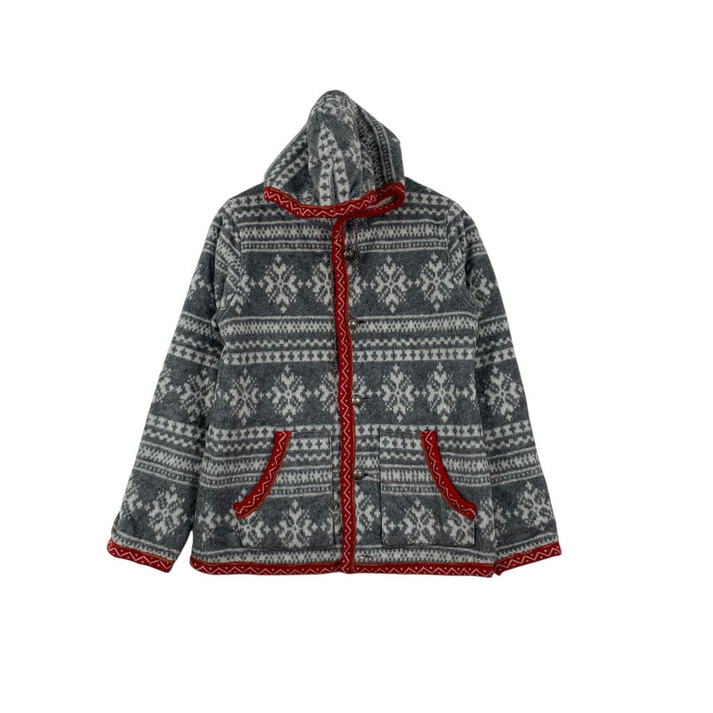 Vintage DOUBLE RAINBOW JAPAN Navajo Native Fleece Jacket Windbreaker Aztec Over Print Hoodie
