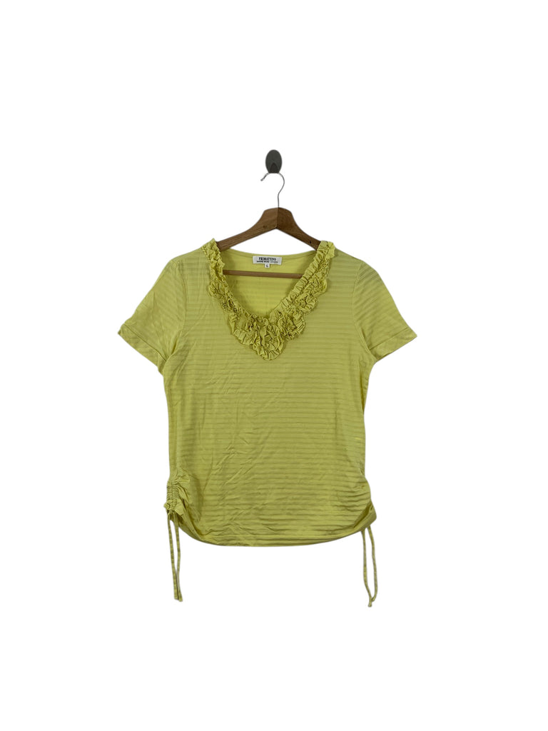 Vintage HANAE MORI PRIMATTIVO Ruffle Tee Shirt Top Collection Made In Japan