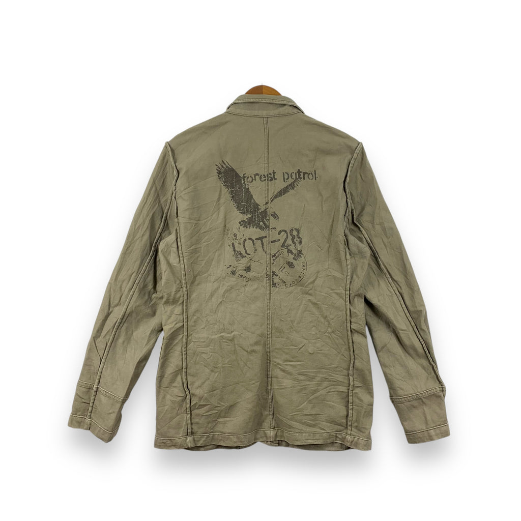 Vintage SAMUEL & KEVIN Forest Patrol LOT-28 Khaki Jacket Cotton Canvas Button Sport Coat