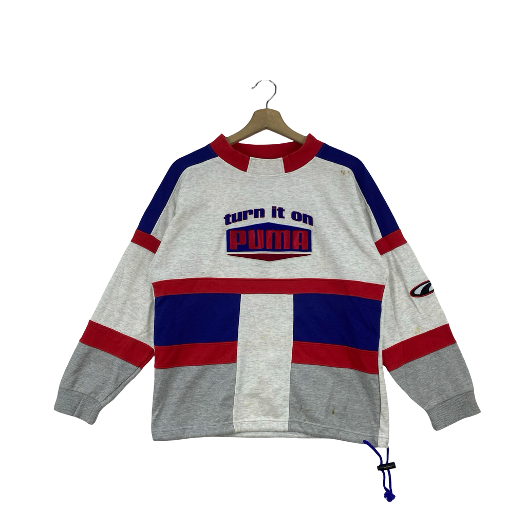 Vintage 90s PUMA Turn It On Sweatshirt Pullover Crewneck Big Logo Sportswear Streetwear Hip Hop Style