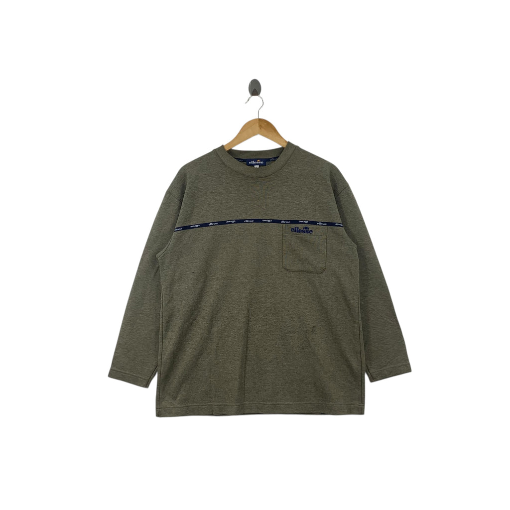 Vintage ELLESSE PERUGIA ITALIA Striped Pocket Sweatshirt Sweater Pullover Jumper