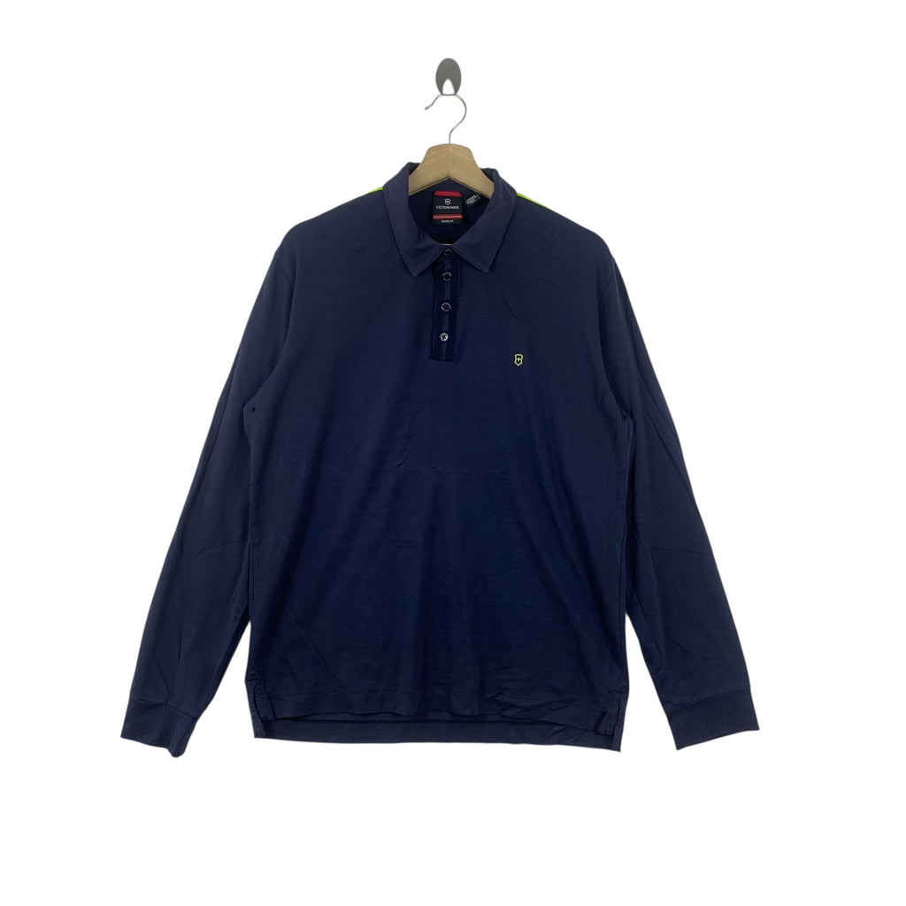 VICTORINOX Swiss Army Minimalist Design Polo Tee Shirt Top Long Sleeve