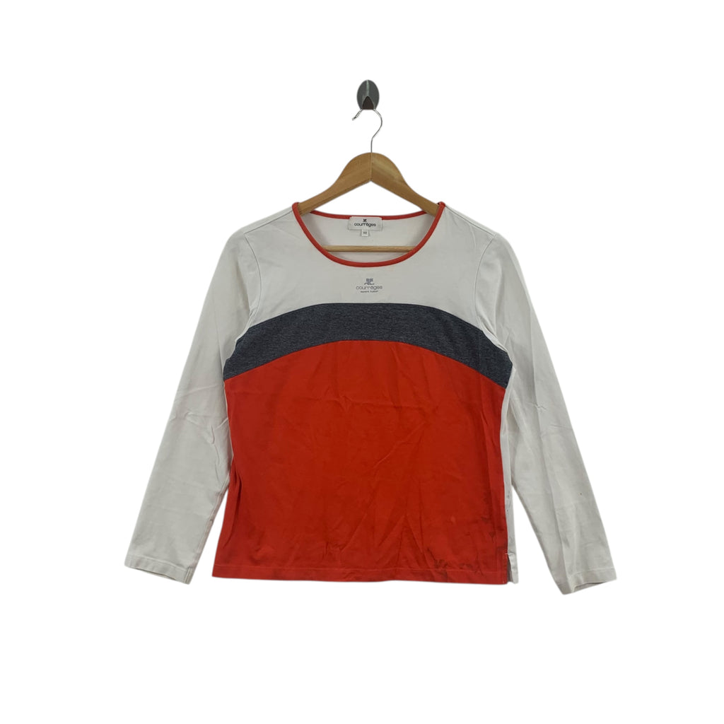 Vintage COURREGES SPORT FUTUR Collection Tee Shirt Top Center Logo