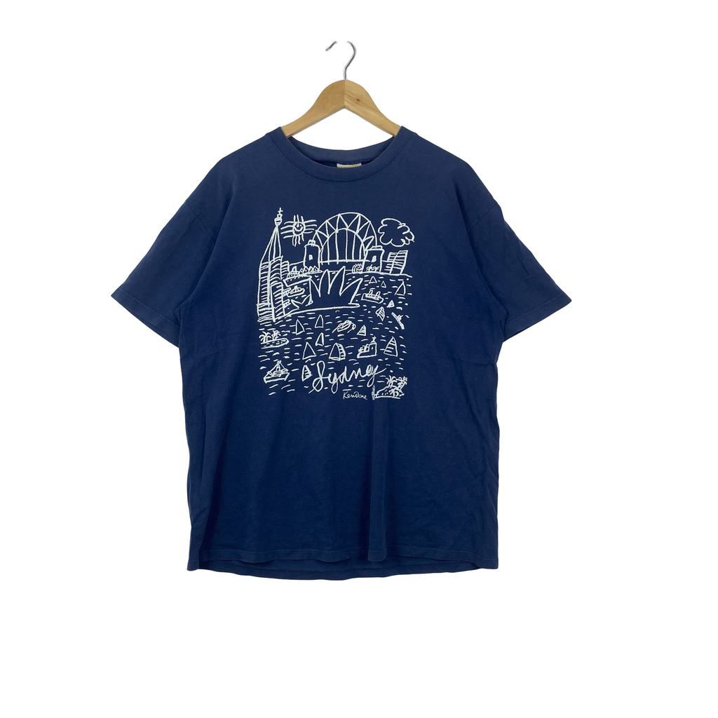 Vintage SYDNEY AUSTRALIA Graphic T-Shirt Tourist Travel Souvenir Harbor Landmark Sketch Print Casual Streetwear