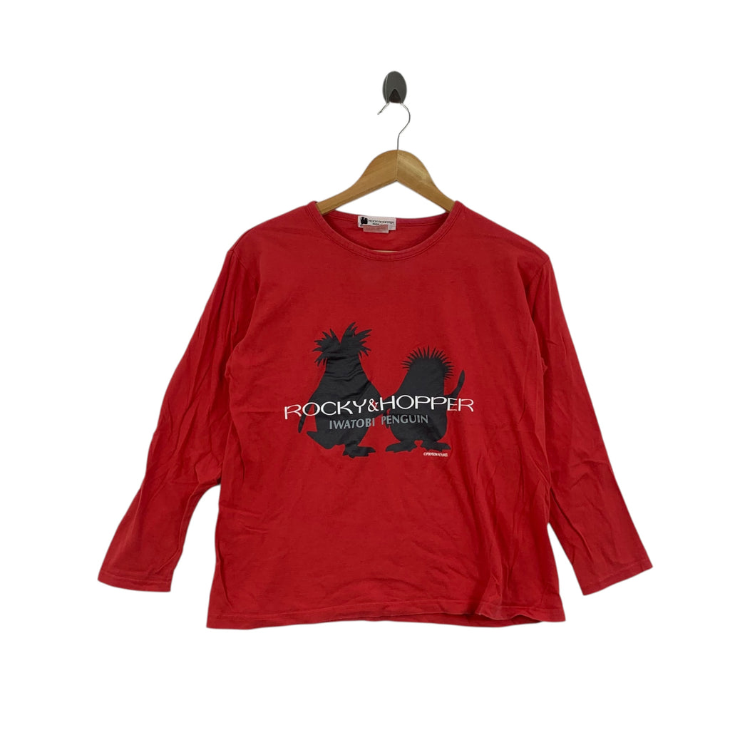 Vintage SHISEIDO ROCKY & HOPPER Iwatobi Penguin Tee Shirt Top Video Game Ads