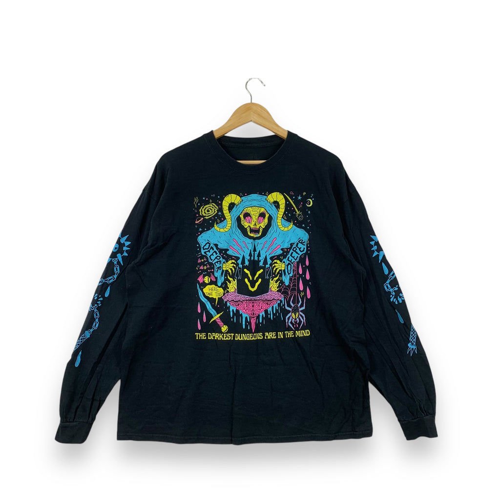 PSYCHEDELIC DUNGEON Graphic Long Sleeve Tee Shirt Top The Darkest Dungeons Are In The Mind Fantasy Art Tee