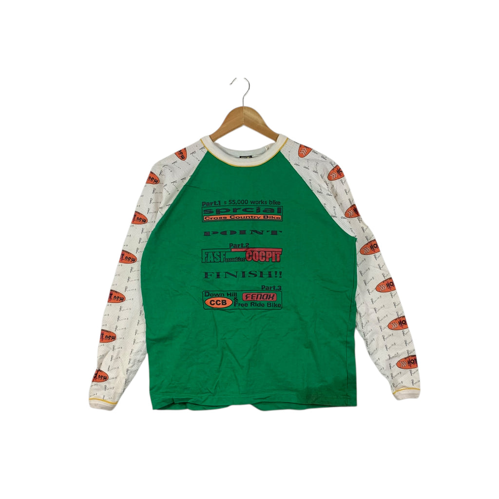 DOUBLE NEEDLE Cross Country Bike Finisher Jersey Tee Shirt Top Long Sleeve