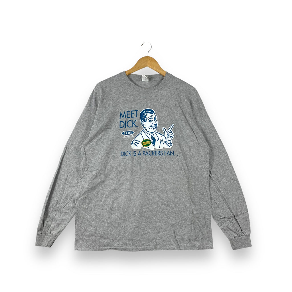 Vintage GREEN BAY PACKERS NFL Meet Dick Tee Shirt Long Sleeve Smack Apparel Made In Nicaragua