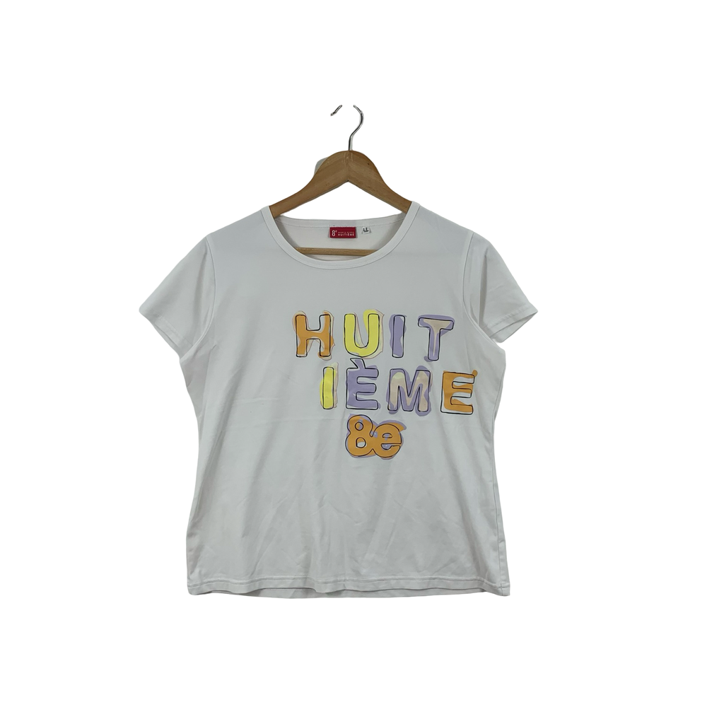 8e HUITIÉME Multicolor Typographic Design Tee Shirt Top