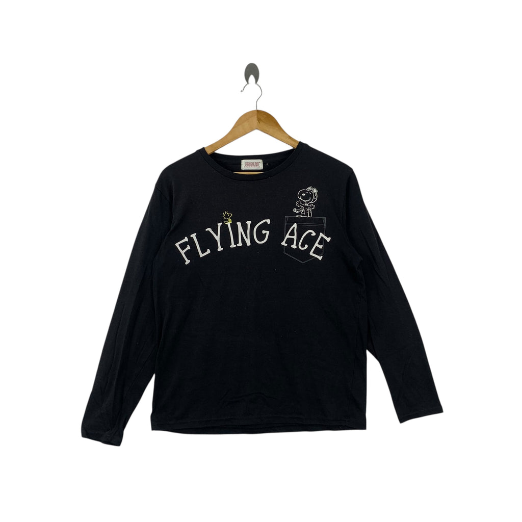 PEANUTS SNOOPY WOODSTOCK Flying Ace Long Sleeve Tee Shirt Top Cartoon Comic Strip