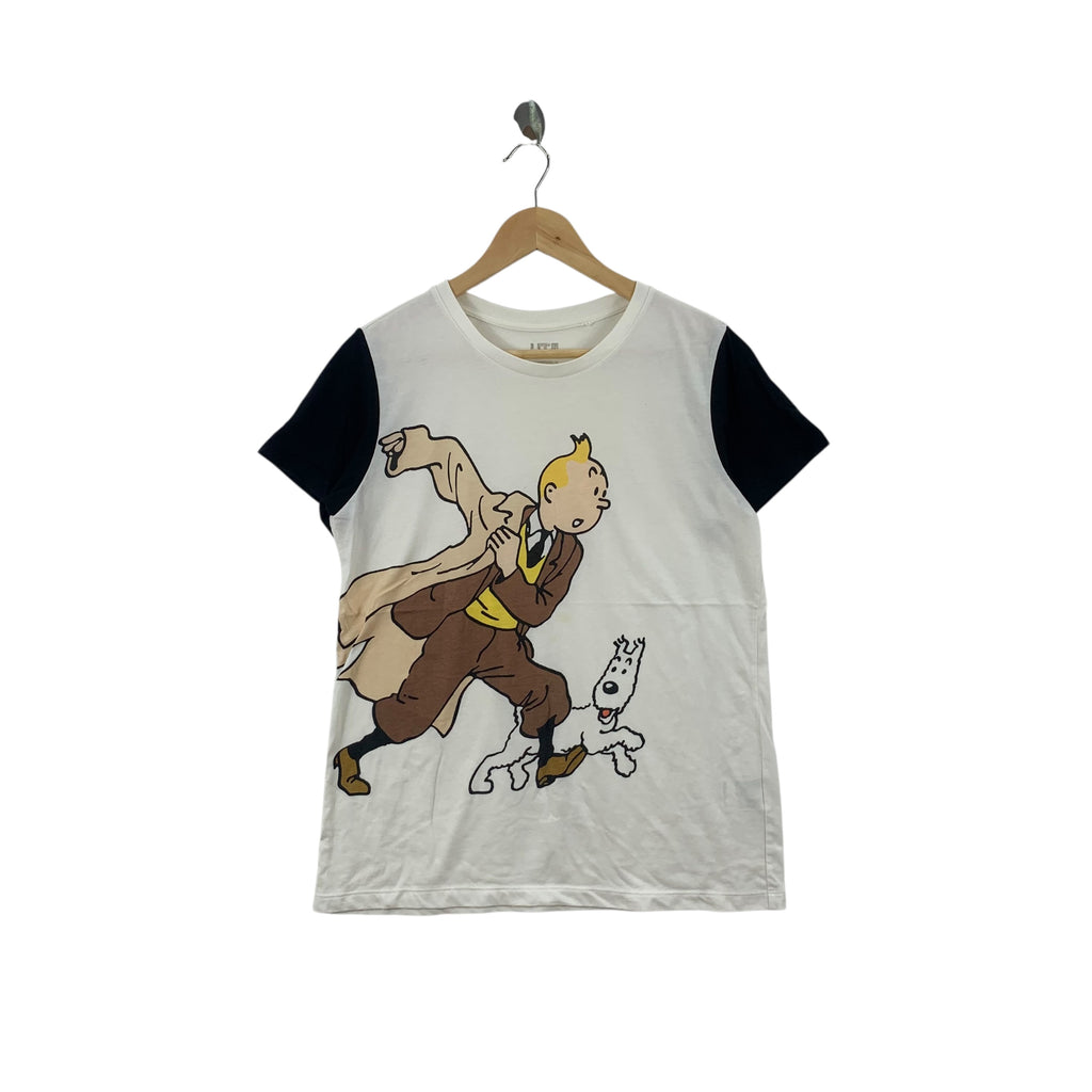UNIQLO x TINTIN CARTOON Les Aventures Adventures Tee Shirt Top Comic Strip