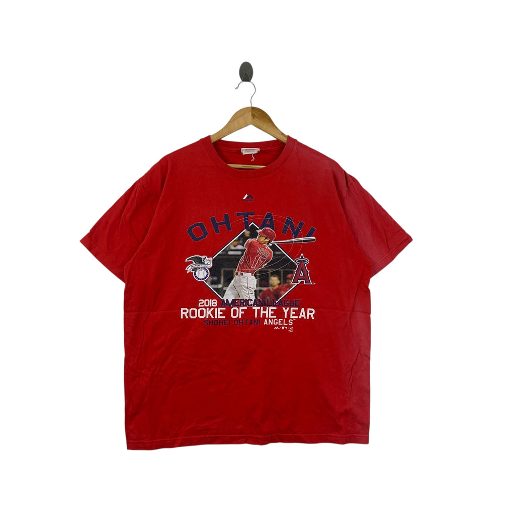 MLB ANGELS MAJESTIC Los Angles Shohei Ohtani Tee Shirt Rookie Of The Year 2018 l Top Major League Baseball