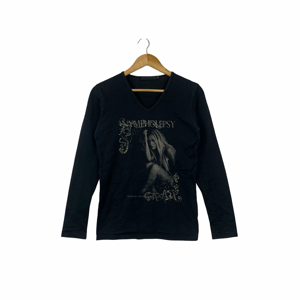 Vintage Y2K FUGA JAPAN Nympholepsy Rhinestone Tee Shirt Top Shibuya Collection