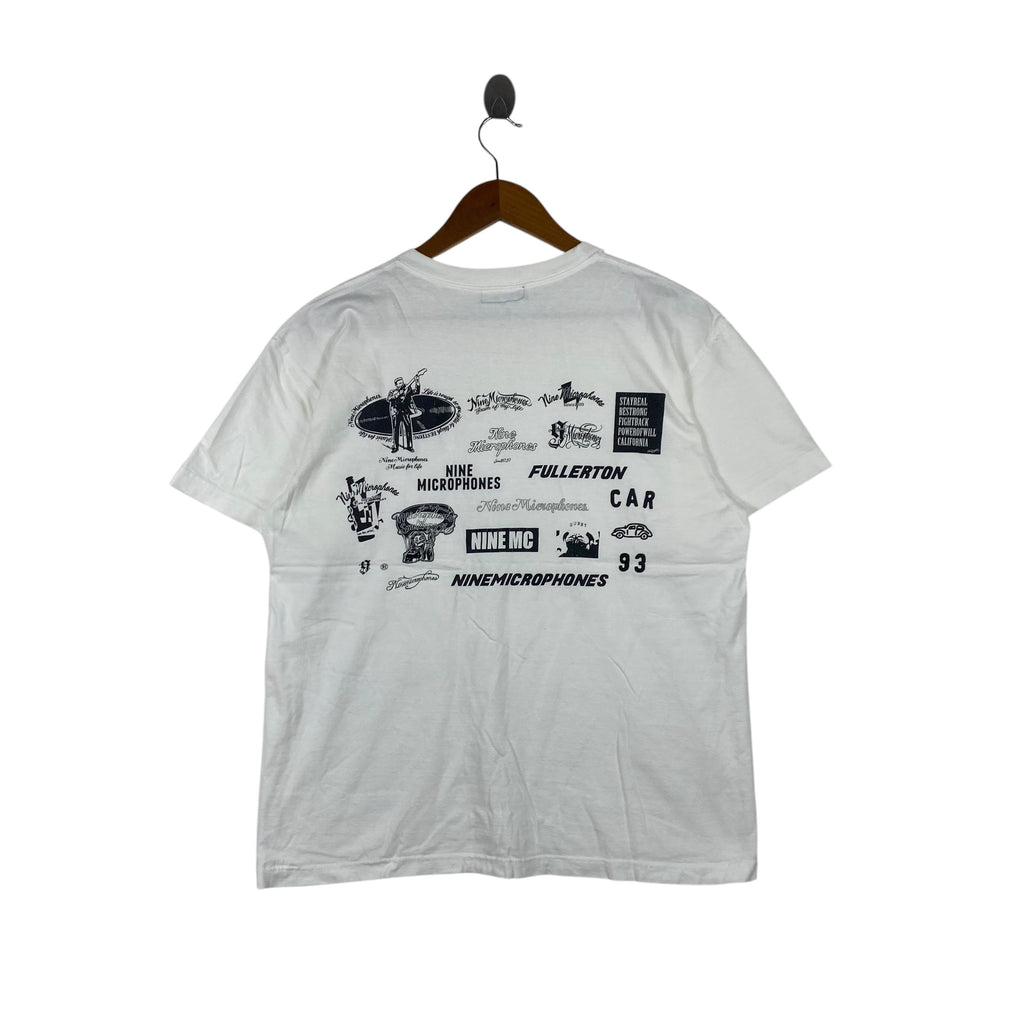SUBCIETY NINE MICROPHONES Japan Harajuku Store Shirt Top Text Punk Culture Motorcycle
