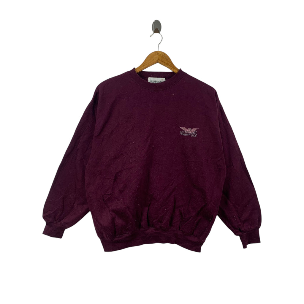 Vintage HOUSTON USA OPEN Golf Embroidered Logo Sweatshirt Sweater Pullover Jumper