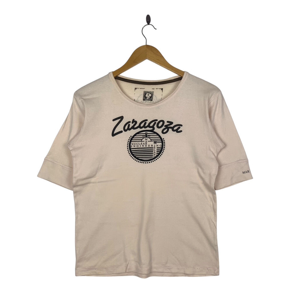 ZARAGOZA MARE Nuclear Engineering Island Club Logo Print Tee Shirt Top Short Sleeve
