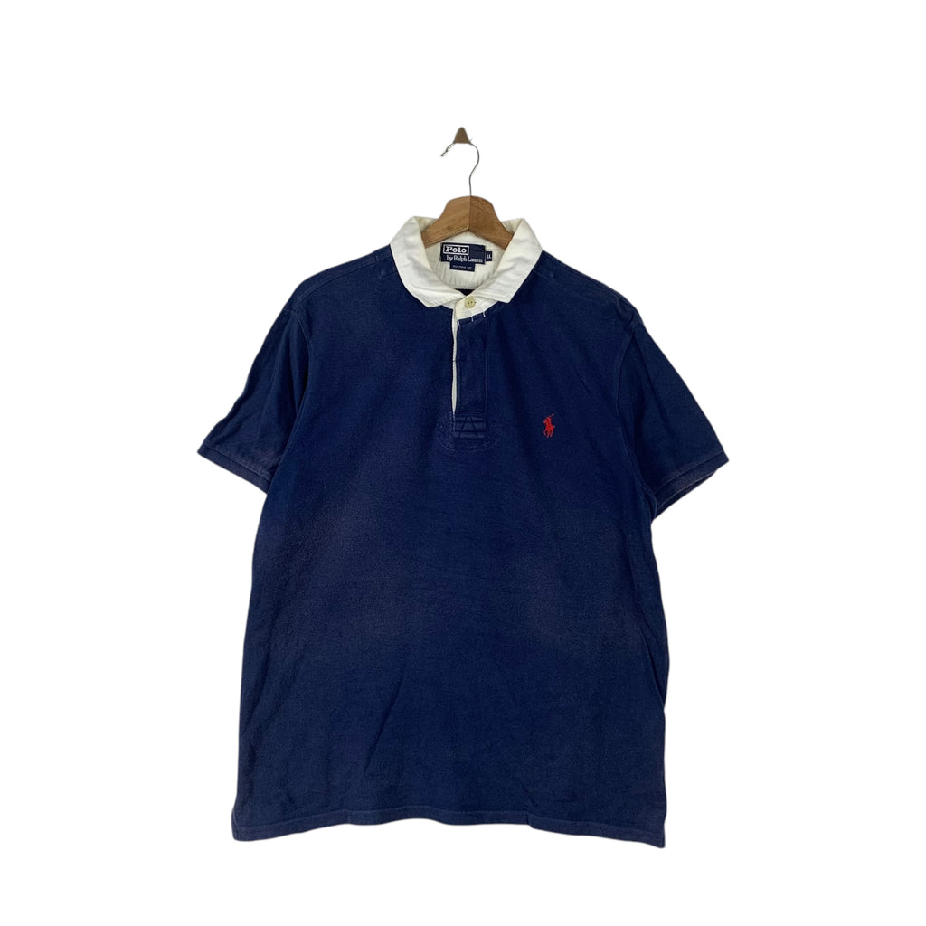 Vintage POLO RALPH LAUREN Natural Dye Faded Rugby Tee Shirt Top Small Pony Embroidered Logo