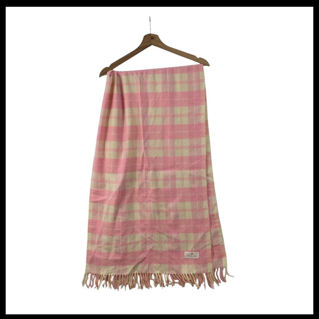 Vintage COURREGES PARIS Plaids Checks Tartan Muffler Scarf Shawl Fringes
