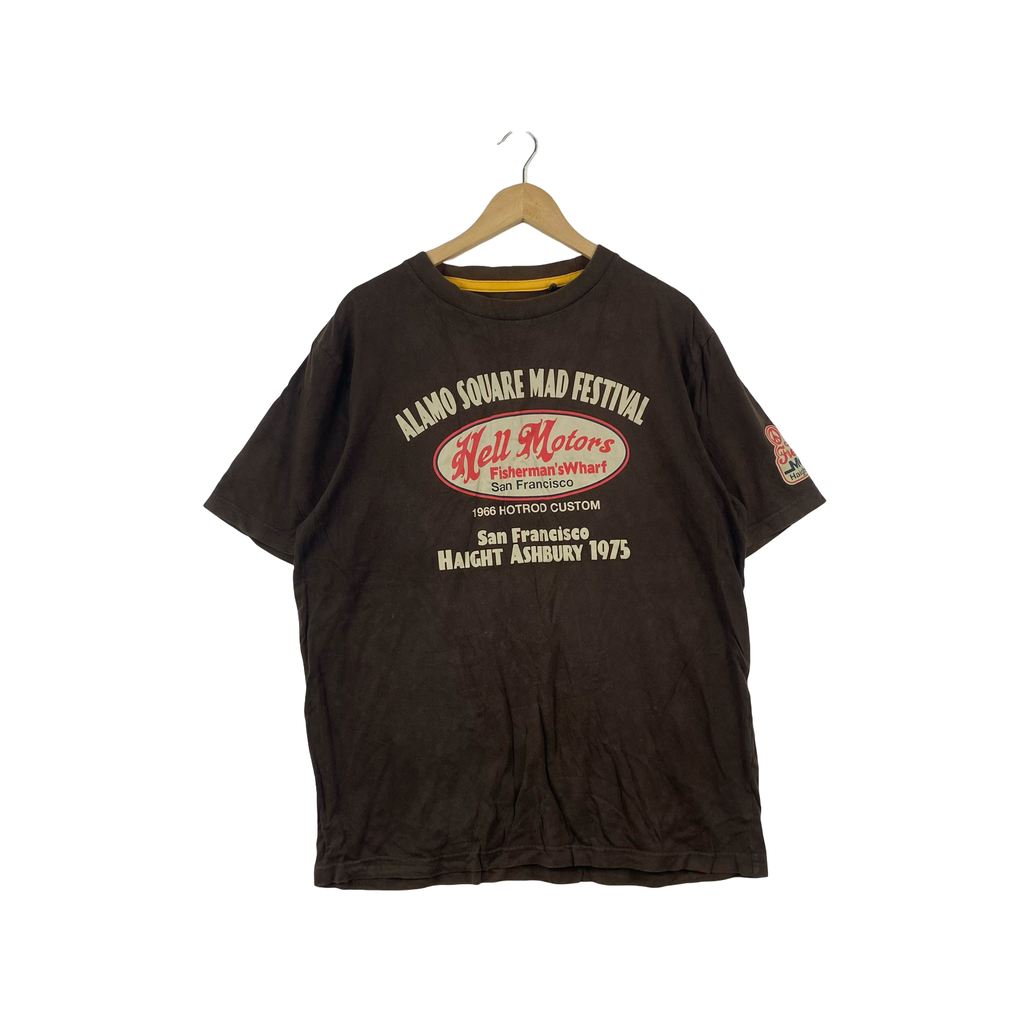 Vintage VILLAND ALAMO Square Mad Festival Graphic Tee Shirt San Francisco Haight Ashbury Fisherman’s Wharf Hell Motors Retro Streetwear