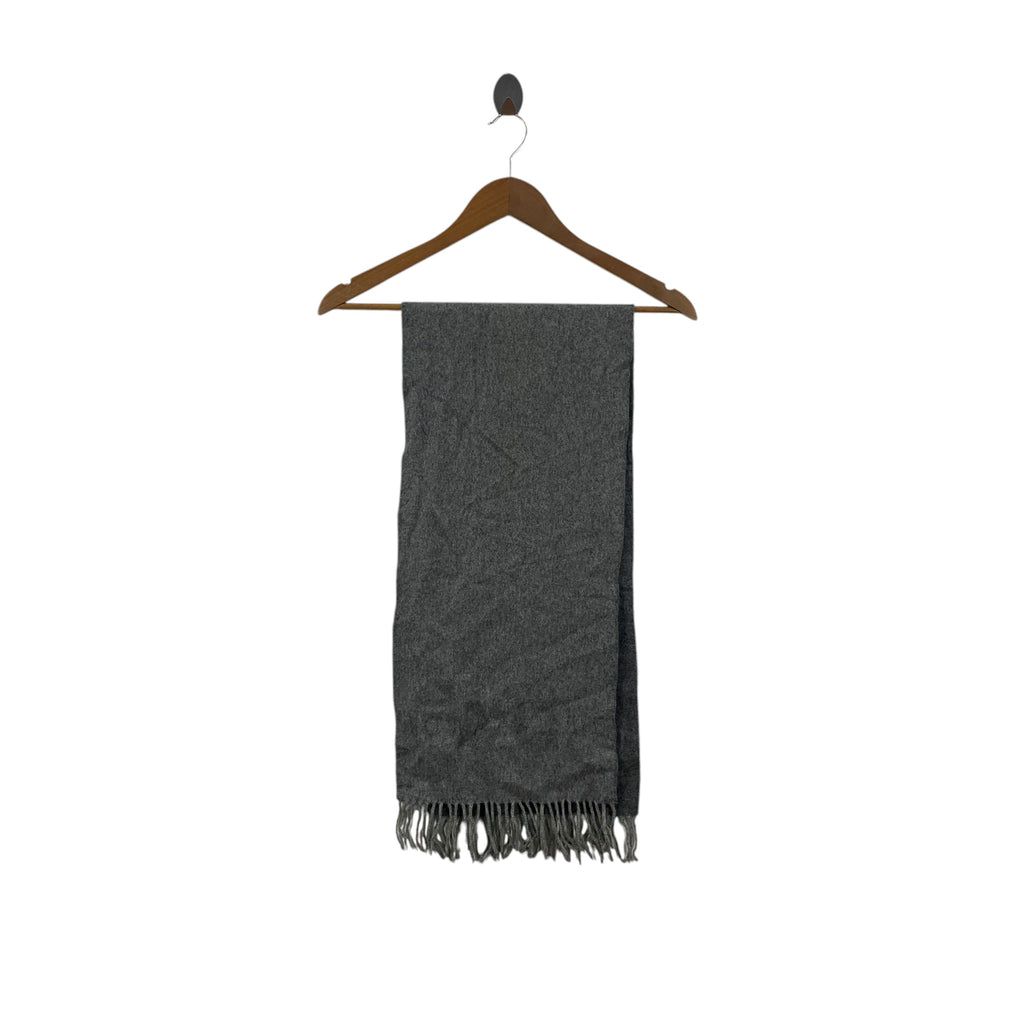 Vintage TRUSSARDI ITALY Plain Gray Muffler Scarf Shawl Fringes