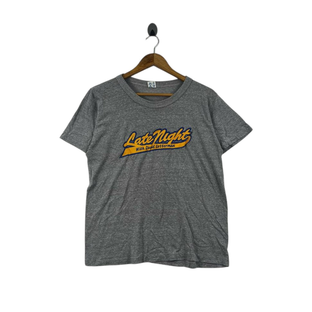 Vintage 80’ DAVID LETTERMAN x CHAMPION Late Night Tee Shirt Talk Show Comedy Skit