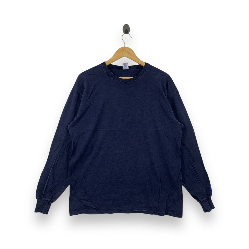 Vintage RUSSELL ATHLETIC Minimalist Design Long Sleeve Tee Shirt Top Plain Cotton