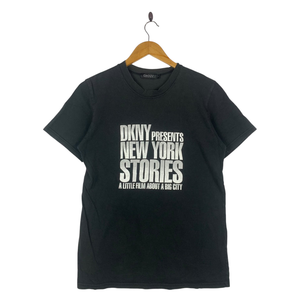 DKNY PRESENTS NEW YORK Stories Film Edition Tee Shirt Top Donna Karan Collection Black Short Sleeve