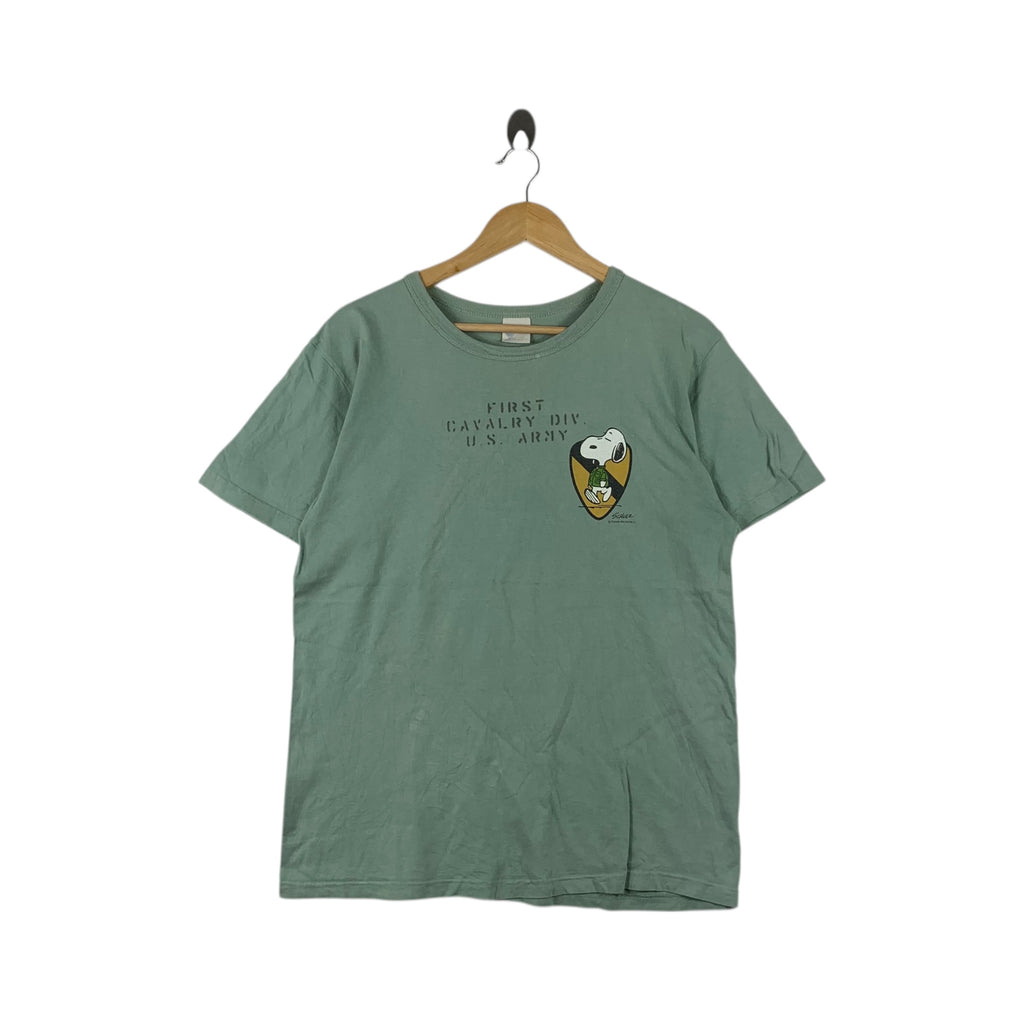 BUZZ RICKSON'S × PEANUTS Snoopy Airborne Crew Tee Shirt Top First Cavalry Div. US Army