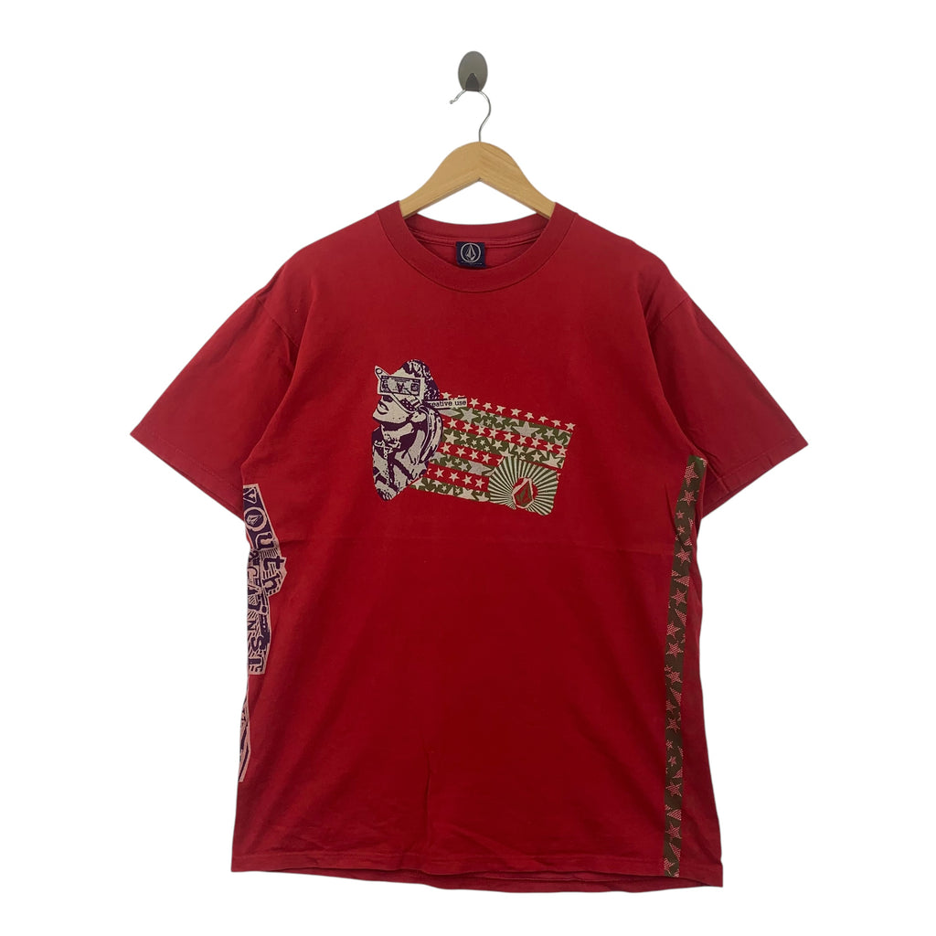 Vintage VOLCOM SKATEBOARD Censor Punk Rebel Tee Shirt Top Creative Use Collection