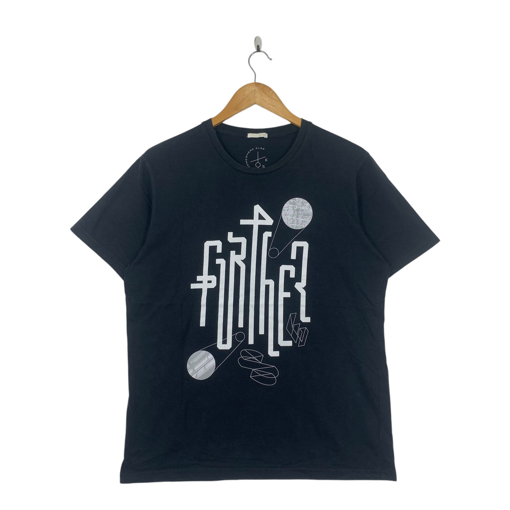 GU x SOMEWHERE ELSE Japan Designer Tee Shirt Top Further Typography Black Short Sleeve