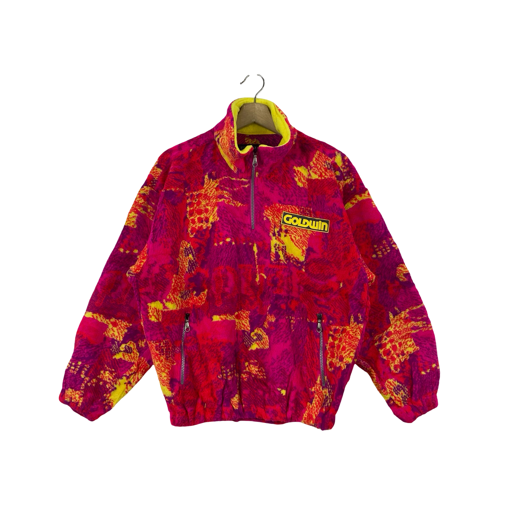 Vintage GOLDWIN EXPERT Fleece Half Zip Jacket Abstract Pattern Skiwear Retro Outdoor