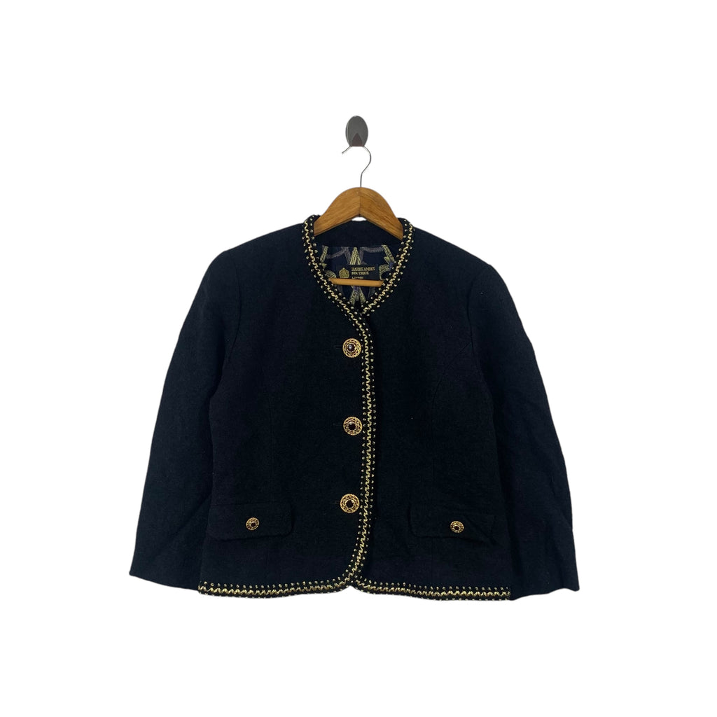 Vintage HARDY AMIES BOUTIQUE London Tweed Jacket Gold Button Coat
