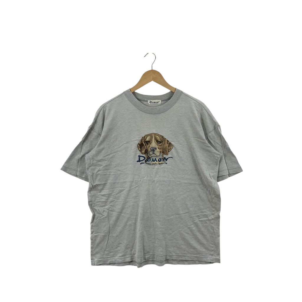 Vintage 90s DOMON JAPAN COLLECTION Beagle Dog Tee Shirt Top Embroidered Logo