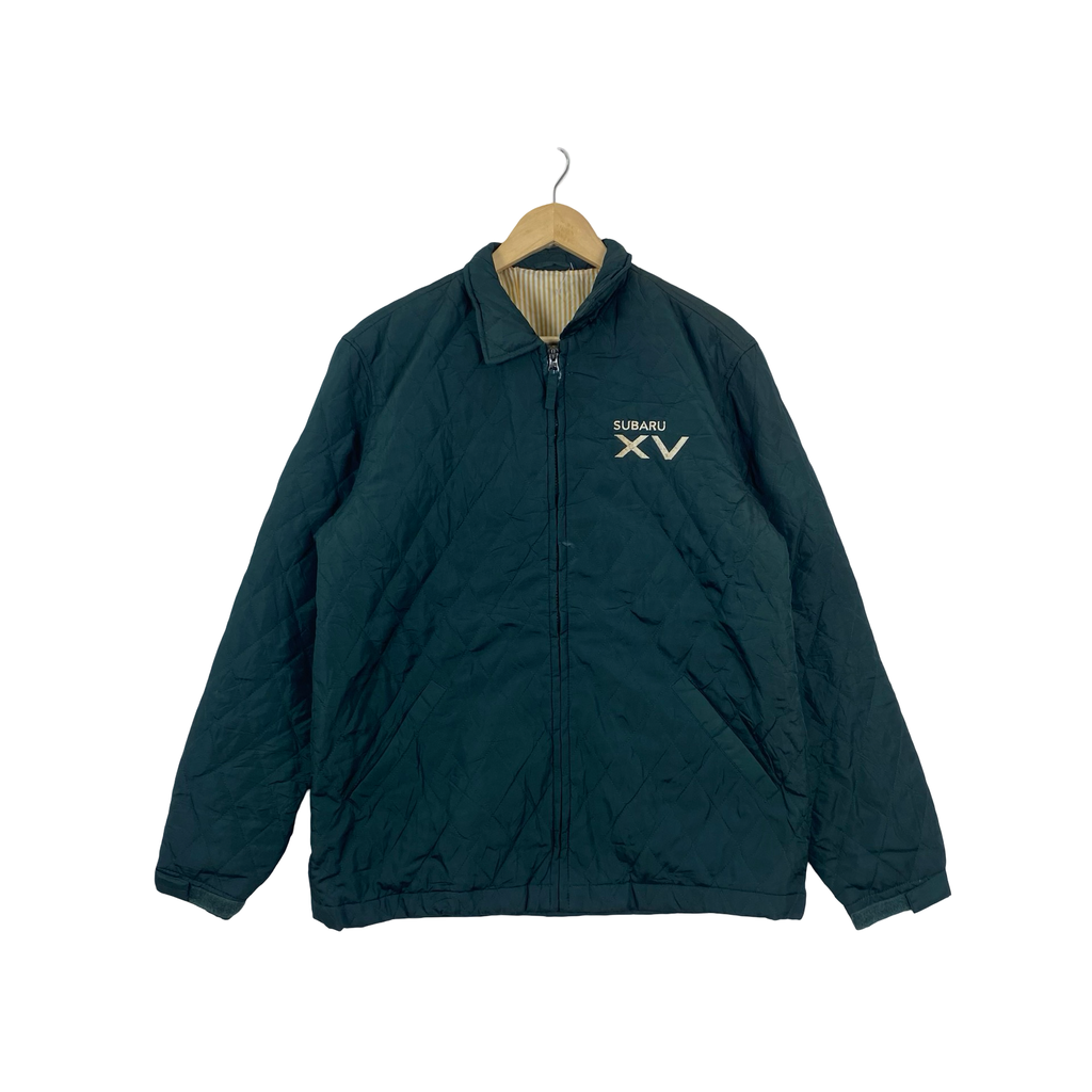 Vintage SUBARU XV QUILTED Jacket Embroidered Logo Forest Full Zip Puffer