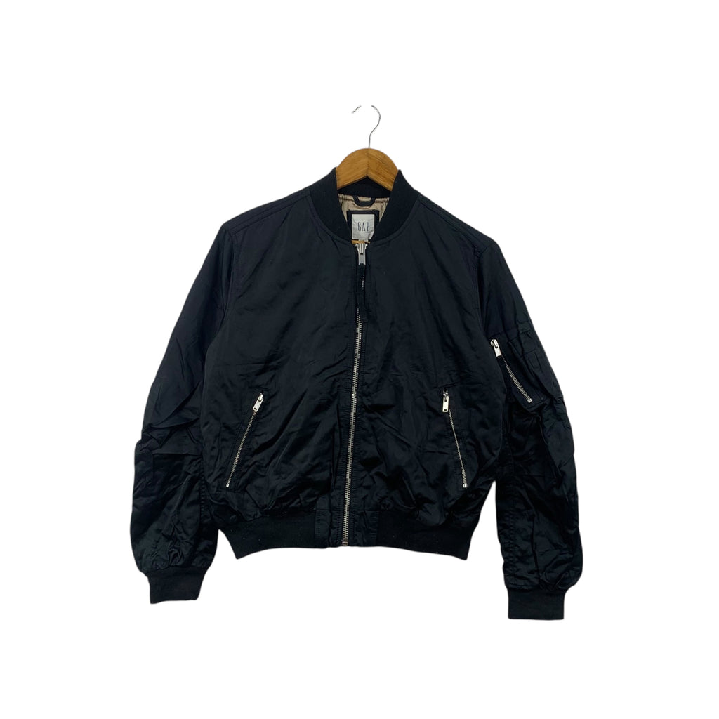 Vintage GAP USA MA-1 Black Puffer Bomber Jacket Fighter Windbreaker Zipper