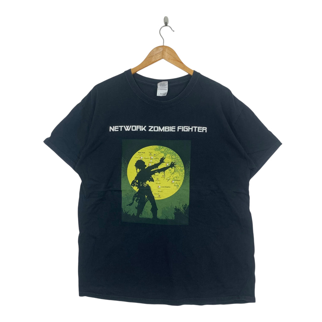 SKYBOX SECURITY Network Zombie Fighter Tee Shirt Top Cybersecurity Promo Black Short Sleeve