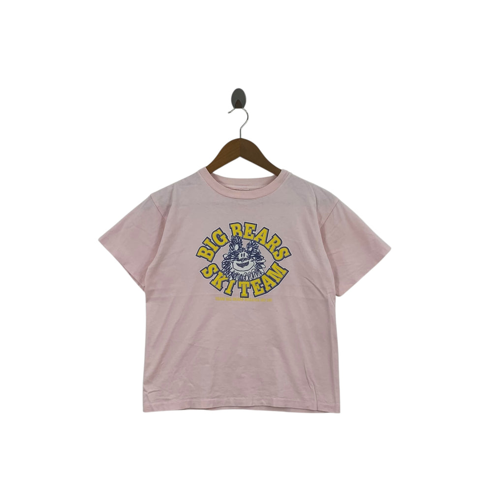 Vintage BIG BEARS PINK Ski Team College Tee Shirt Top University Alma Mater