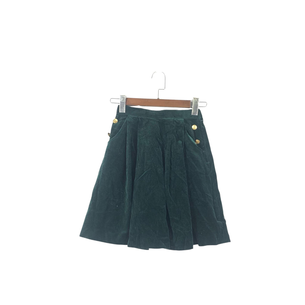 Vintage ELLE PARIS Gold Button Minimalist Design Midi Skirt Bottom Plain