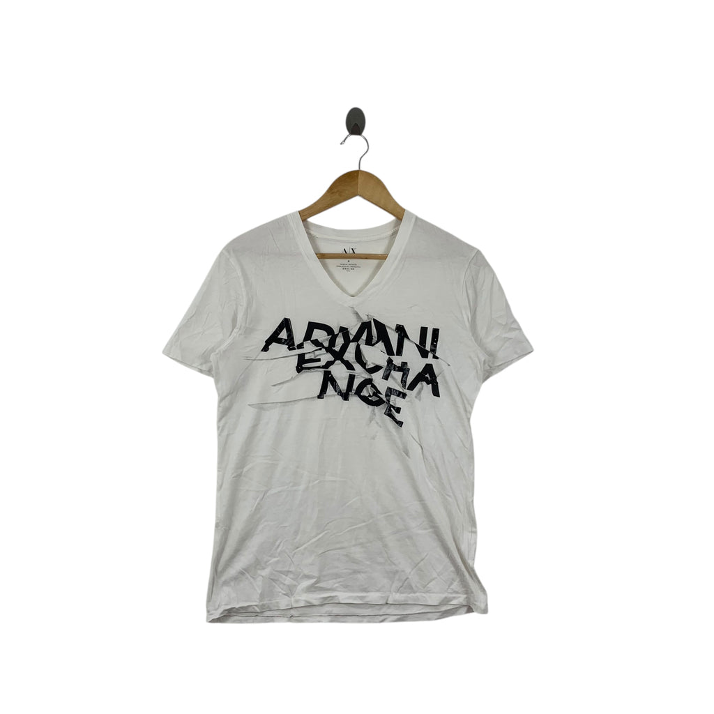 ARMANI EXCHANGE GIORGIO Distress Logo Design Tee Shirt Top Collection Emporio