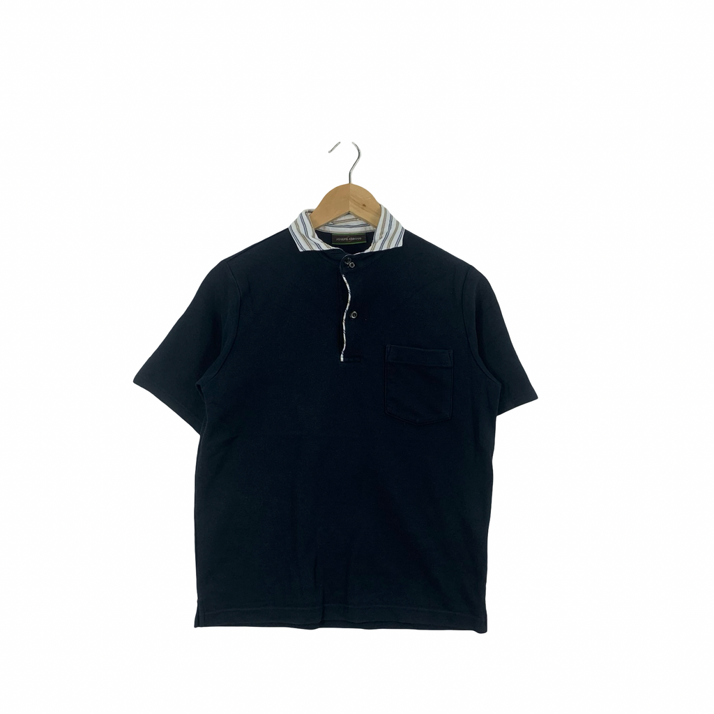 JOSEPH ABBOUD Stripe Collar Design Tee Shirt Top Polo Single Pocket